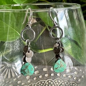 Silpada Earrings W2365 .925 Sterling Silver Howlite Discs Fresh Glow Dangle Drop